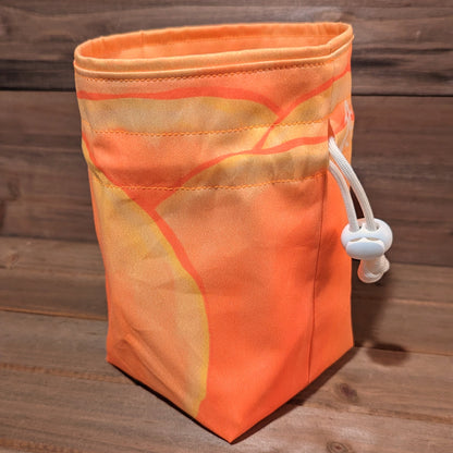 Another angle of the Tulip Drawstring bag, showing the transition between the sides in the middle.